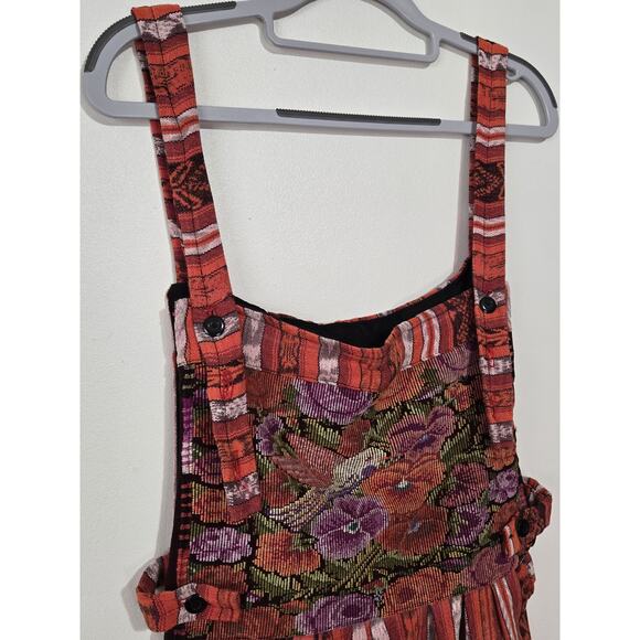 VINTAGE Women's Guatemalan Huipil Tapestry Floral Overalls Jumpsuit M Hippie - Picture 5 of 15